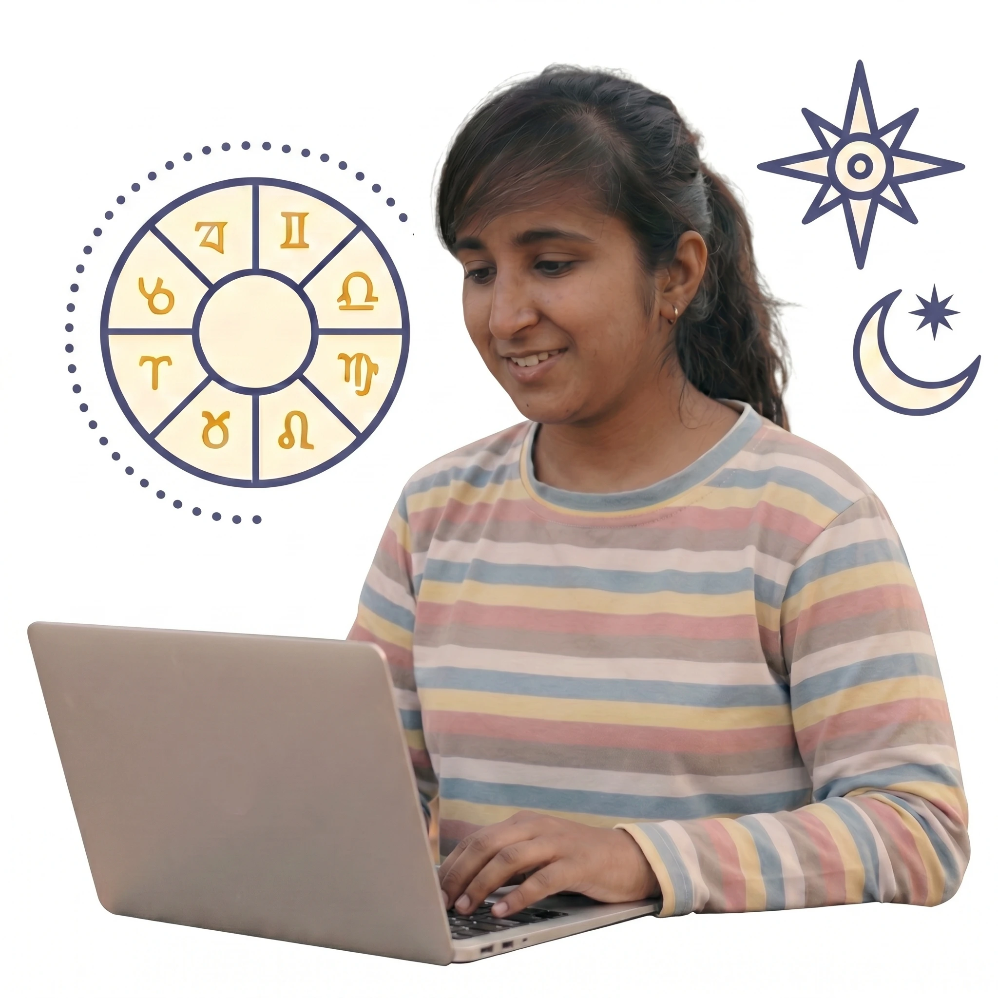 Divine Web Studio Founder Kirti Jain working on spiritual website design for astrologers and healers